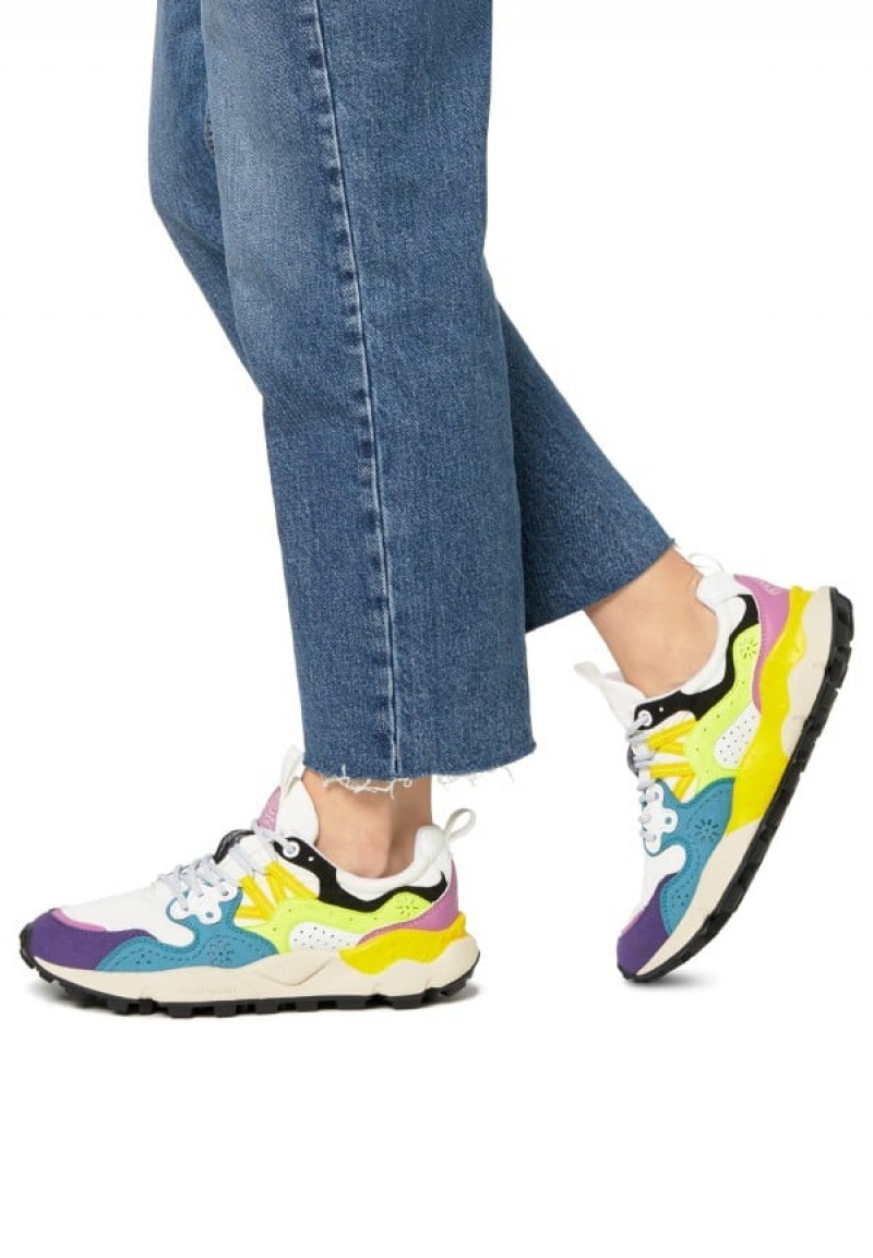 Flower Mountain Yamano 3 Uni Joggesko Dame Hvite Blå Gul | SLD7656TY
