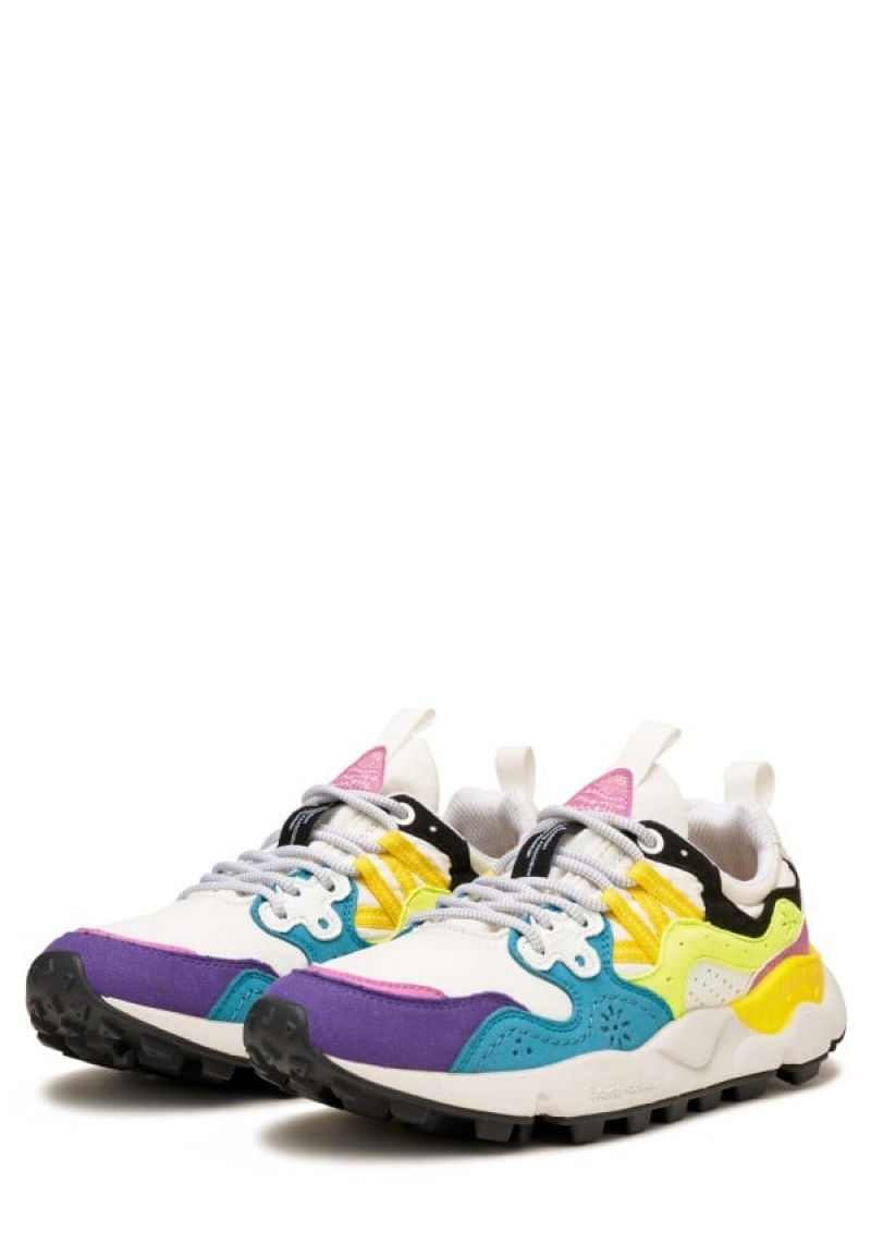 Flower Mountain Yamano 3 Uni Joggesko Dame Hvite Blå Gul | SLD7656TY